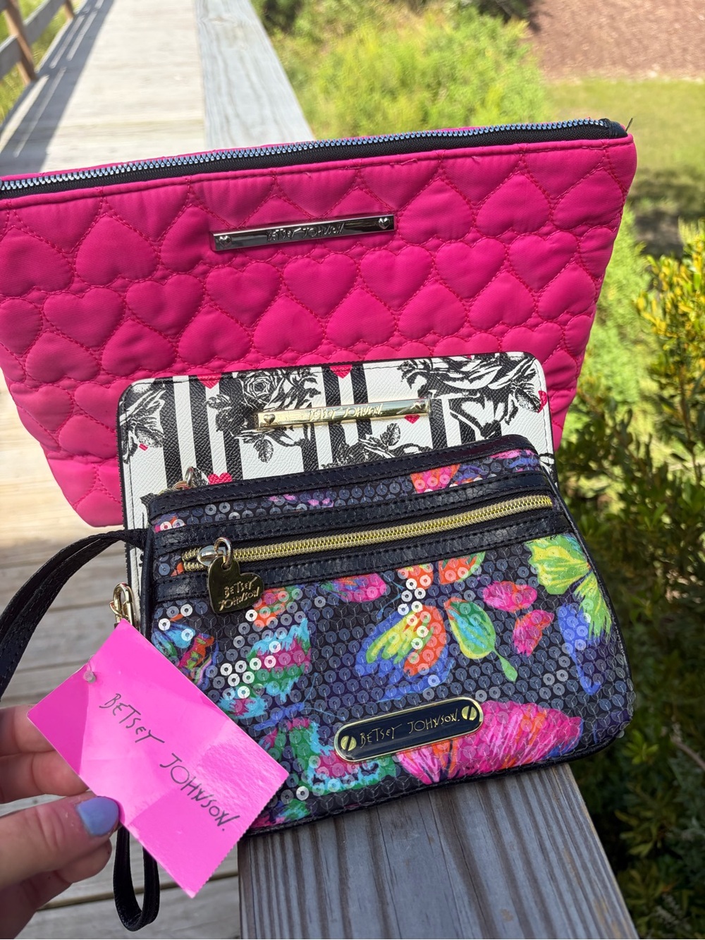 Betsey Johnson Bundle (Cosmetic Pouch, Wallet, Wristlet)